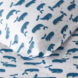 Company Kids Whale School Blue Multi Organic Cotton Percale Standard Pillowcase (Set of 2)