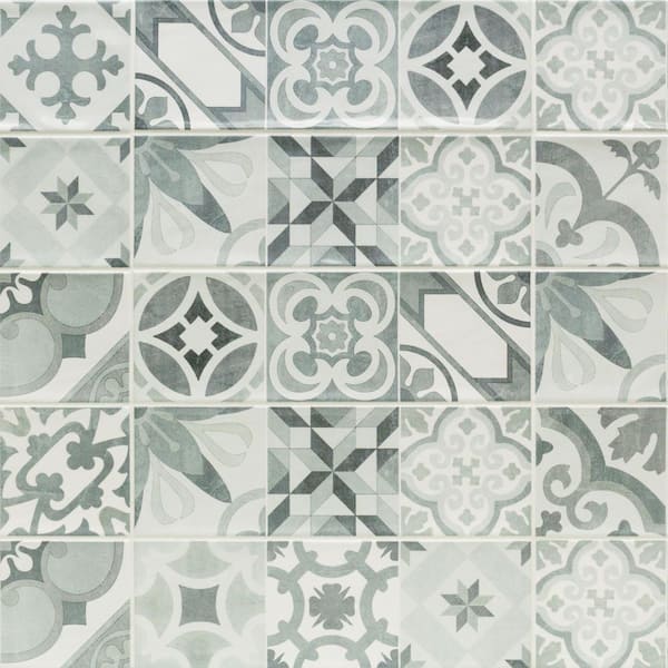 Ivy Hill Tile Pier Cold Deco Encaustic 4 in. x 12 in. 6 mm Polished Ceramic Subway Wall Tile (33-piece 10.76 sq. ft. / Box)