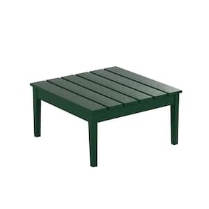 Shoreside Dark Green Modern 17 in. Tall Square HDPE Plastic Outdoor Patio Conversation Coffee Table