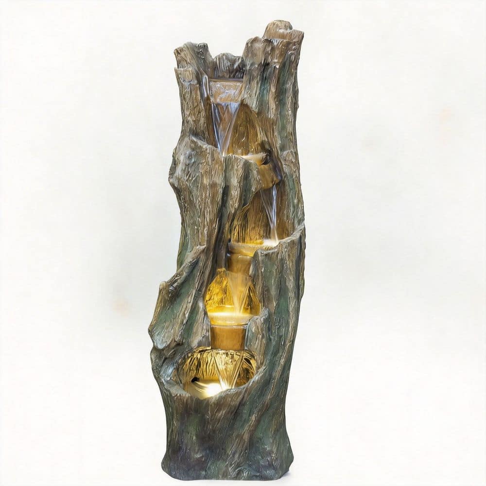 39.4 in. Fiberglass-Resin Outdoor Waterfall Fountain with LED Lights price history on PriceWatchPro