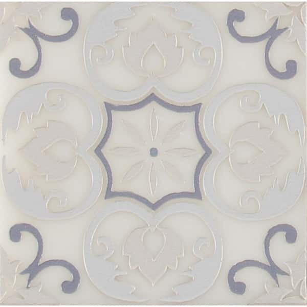 MSI Take Home Tile Sample - Tetris Florita Blanco 4 in. x 4 in. Polished Marble Wall Tile (0.25 sq. ft.)