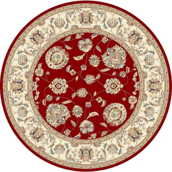 Home Decorators Collection Judith Red/Ivory 5 ft. x 5 ft. Round Indoor Area Rug