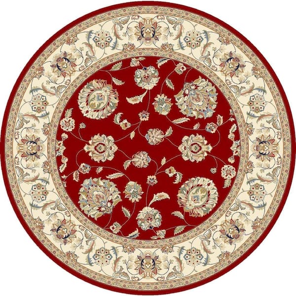 Home Decorators Collection Judith Red/Ivory 5 ft. x 5 ft. Round Indoor Area Rug