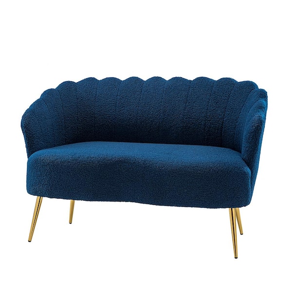 JAYDEN CREATION Menephron 51.5 in. Navy Loveseat with Metal Legs