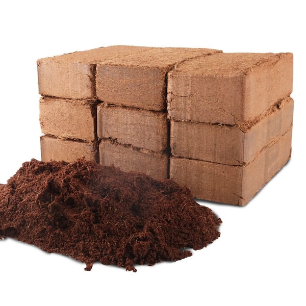 9-Pack Premium Organic Coco Coir Brick 12.6 lb. Low EC and PH Balance 100% Natural Peat Moss Mix with Coconut Husk Fiber