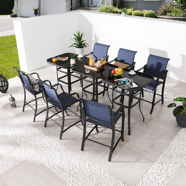 Patio Festival 9-Piece Metal Bar Height Outdoor Dining Set