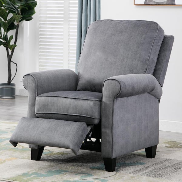 GOOD & GRACIOUS 32.75 in. Width Microfiber Grey Heavy Duty Manual Recliner Chair with 3-Positions