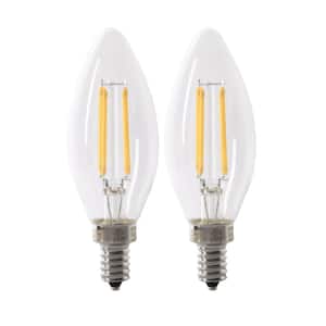 100W Equivalent B10 E12 Candelabra Dimmable Filament CEC Clear Chandelier LED Light Bulb Bright White 2700K (2-Pack)