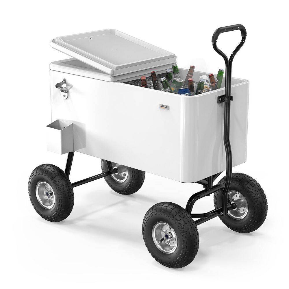 80 qt. Wagon Rolling Cooler Ice Chest with Long Handle and 10 in. Wheels, Portable Patio Party Bar Cold Drink Beverage price history on PriceWatchPro