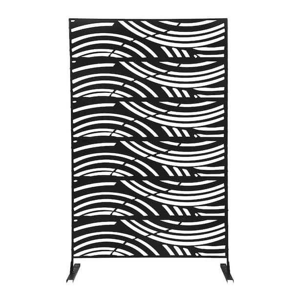 YIYIBYUS Black Outdoor Privacy Screens and Panels for Patio Metal Privacy Fence Screen with Freestanding Decorative Room Divider