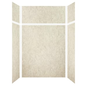 Expressions 36 in. x 60 in. x 96 in. 4-Piece Easy Up Adhesive Alcove Shower Wall Surround in Sea Fog