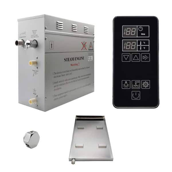 Steam Planet Superior SteamPoint 6kW Steam Bath Generator, Self-Draining with Digital Keypad in Black and Drip Pan