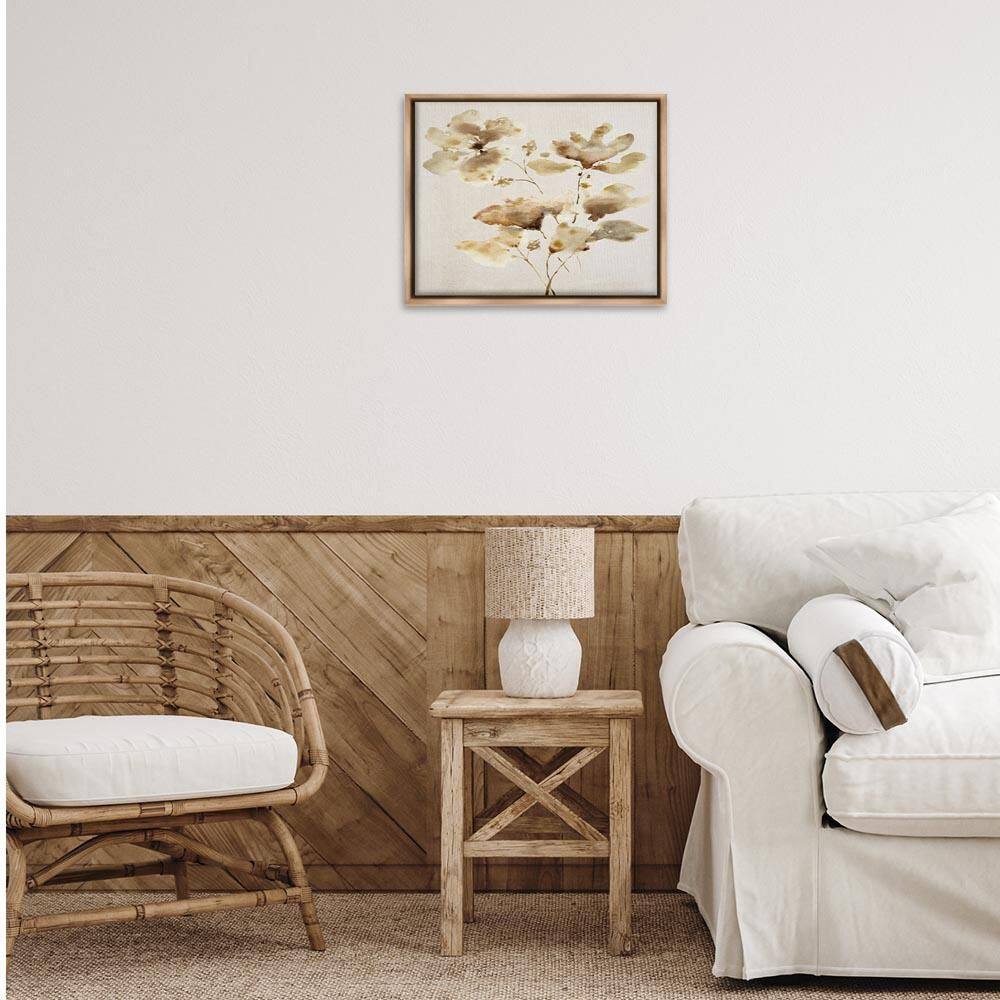 Neutral Dappled Flower Blossoms by Krinlox Brown Floater Frame Nature Graphic Art Print 21 in. x 17 in. price history on PriceWatchPro
