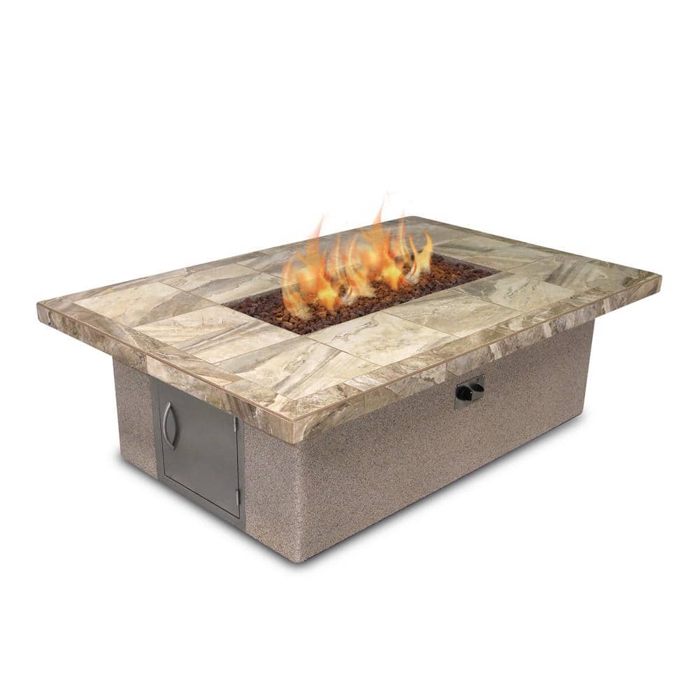 Cal Flame Stucco and Tile Rectangle Gas Fire Pit, Brown -  22-FPTRT501M-ST