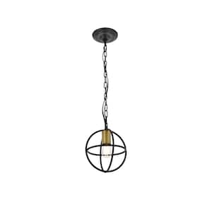 Timeless Home 7.9 in. 1-Light Brass And Dark Brown Pendant Light, Bulbs Not Included