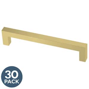 Simple Modern Square 5-1/16 in. (128 mm) Center-to-Center Satin Gold Cabinet Drawer Bar Pull (30-Pack )