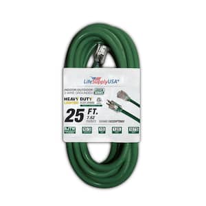 25 ft. 10-Gauge/3 Conductors SJTW Indoor/Outdoor Extension Cord with Lighted End Green (1-Pack)
