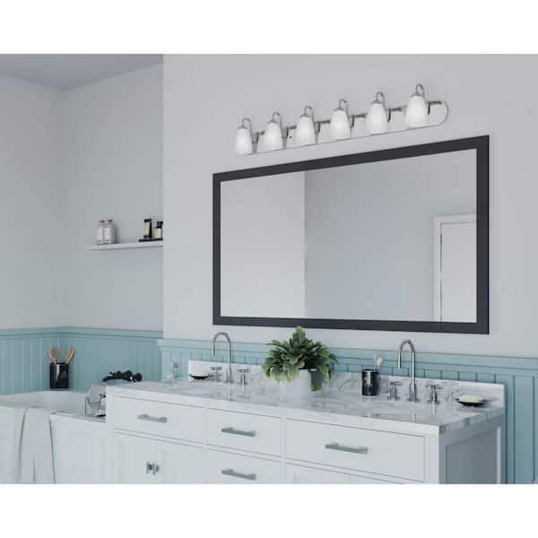 6-Light Polished Chrome Bathroom Vanity Light Progress Lighting Gather 48 in 