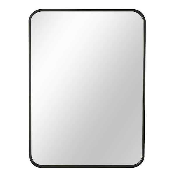 Miscool Oberlin 22 in. x 30 in. Modern Rectangle Aluminum Alloy Framed Black Decorative Mirror