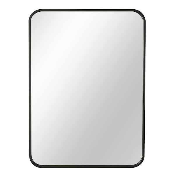 Miscool 24 in. W x 32 in. H Modern Rectangle Aluminum Alloy Framed Black Decorative Mirror
