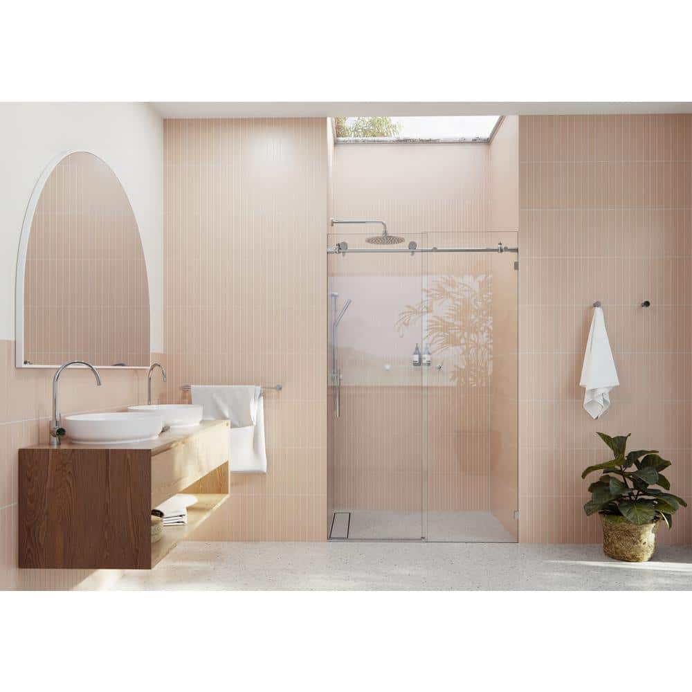Eclipse 48" x 78" Frameless Glass Sliding Shower Door in Polished Chrome