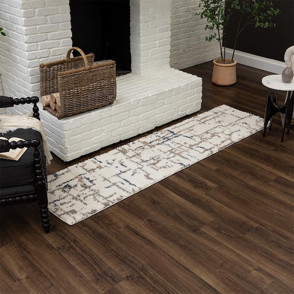 Relee White/Grey 1 ft. 11 in. x 7 ft. 6 in. Abstract Indoor Runner Rug