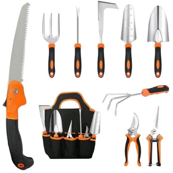 Misopily 10-Piece Garden Tool Set Stainless Steel Non-Slip Ergonomic Handle with Tote Bag Gift for Women Men Gardening