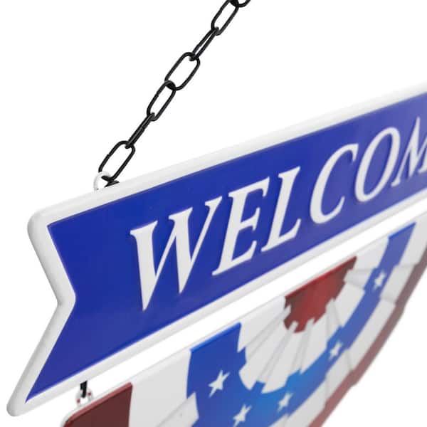 Northlight Americana Welcome Metal Wall Sign with Bunting - 19.5