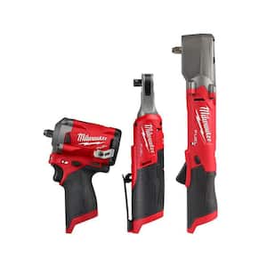 M12 FUEL 12V Li-Ion Brushless Cordless Stubby 3/8 in. Impact Wrench w/Right Angle Impact Wrench & High Speed Ratchet