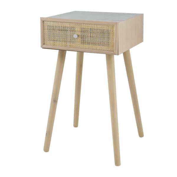 Benjara 15.5 in. Brown Rectangle Wood End Table with 1 Drawer