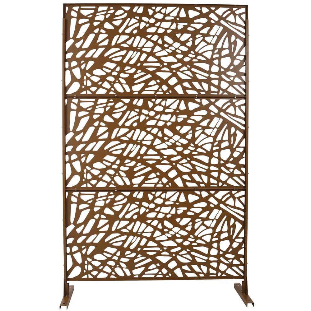 4 ft. x 6.3 ft. Brown Steel Outdoor Privacy Screen Freestanding