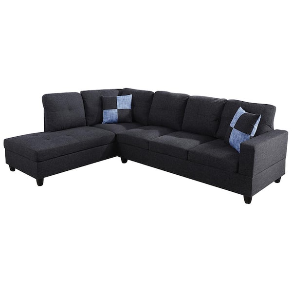 Star Home Living 104 in. Square Arm 2-Piece Linen L-Shaped Sectional Sofa in Gray