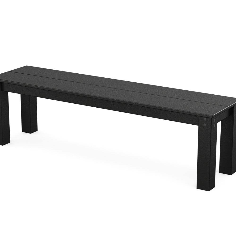 POLYWOOD Parsons Black HDPE Plastic Outdoor 60 in. Bench