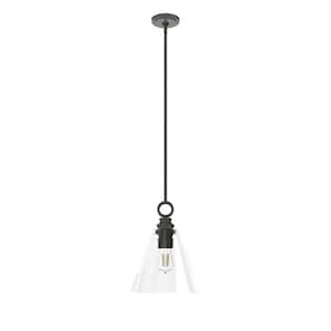 Klein 1-Light Noble Bronze Island Pendant Light with Clear Glass Shade