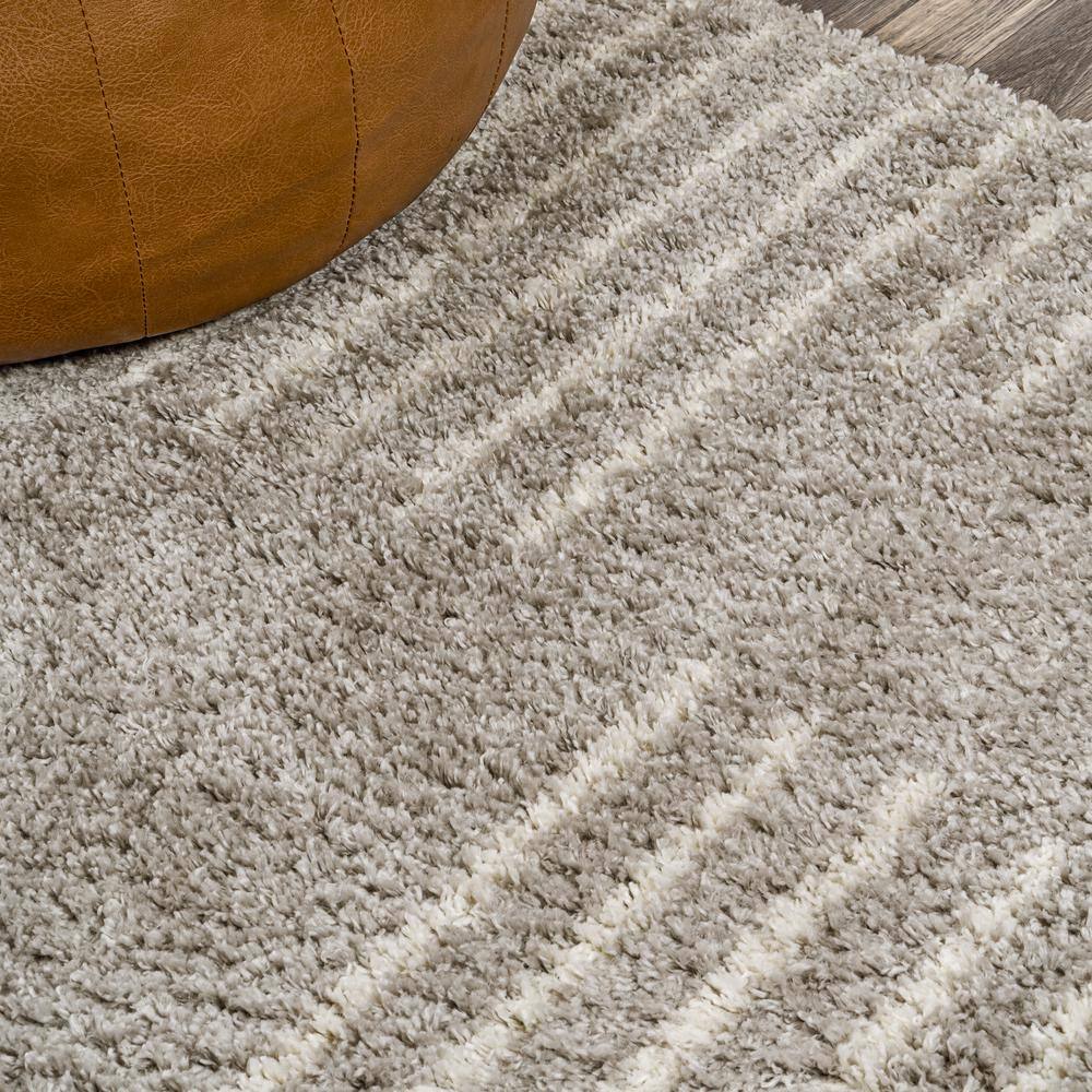 Gray and Ivory Rectangular Shag Area Rug