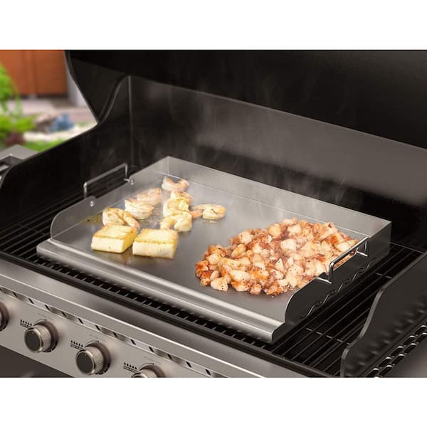 Skyflame Universal Stainless Steel Griddle Flat Top Plate with Even Heating  Bracing for BBQ Charcoal/Gas Grills SK-QA0074-SS1 The Home Depot