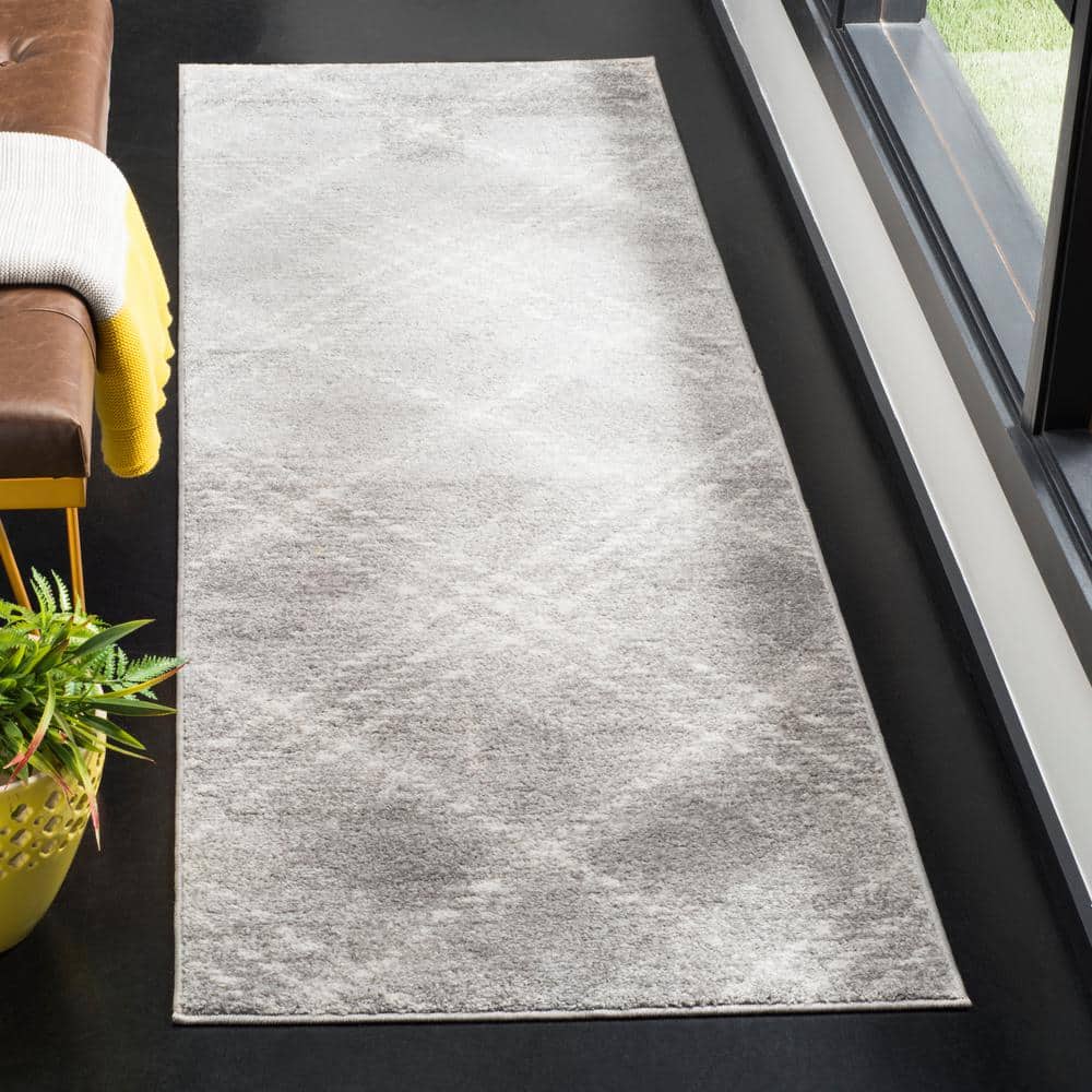 Gray Abstract Synthetic Easy Care Area Rug, 10' x 14'