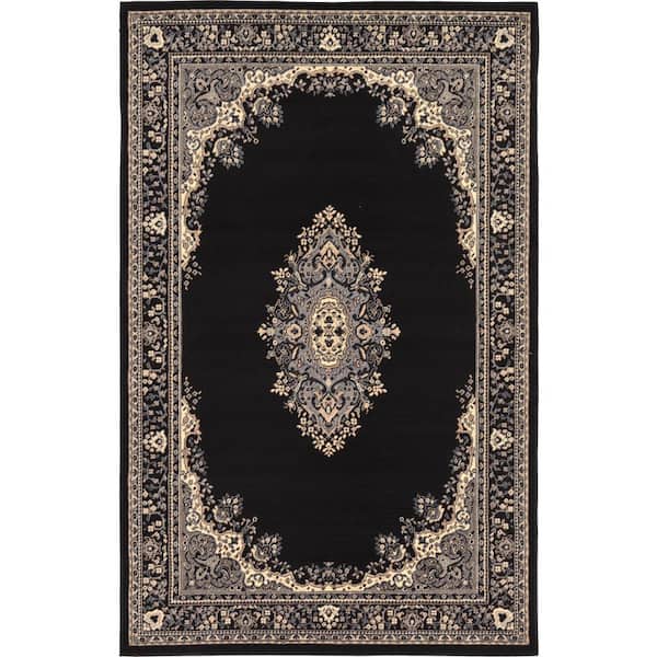 Unique Loom Reza Washington Black 5' 0 x 8' 0 Area Rug