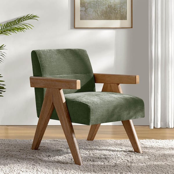 JAYDEN CREATION Odemaris Green Polyester Arm Chair with Curved