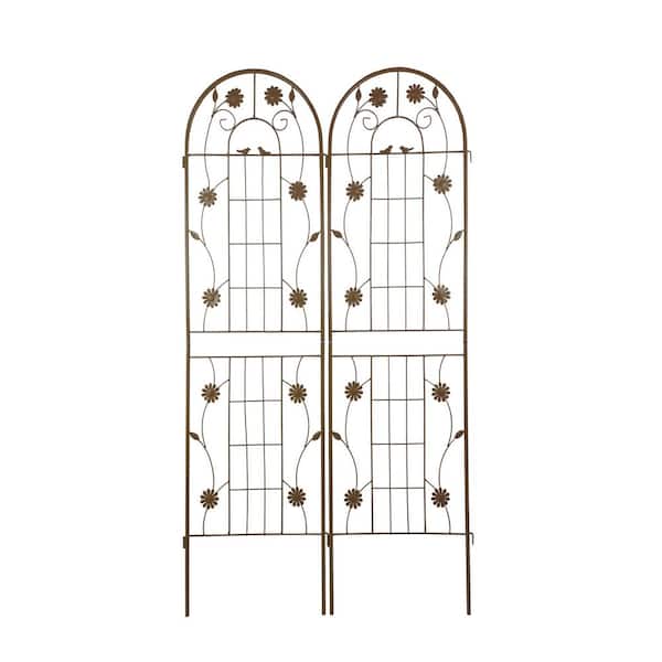 Unbranded 71 in. Brown Outdoor Metal Rustproof Garden Trellis (2-Pack)