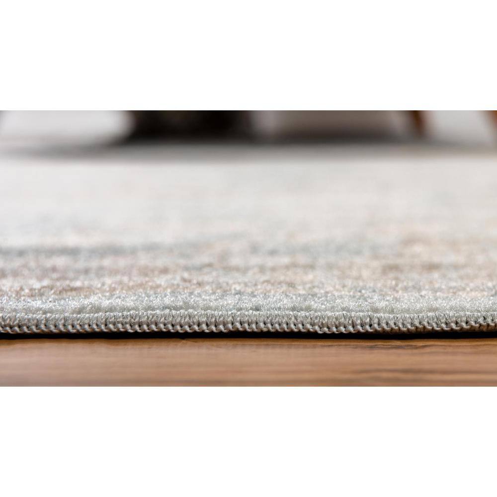 Serene Light Blue Floral Rectangular Easy-Care Rug 7' x 10'