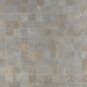 Voyager 2 in. x 2 in. Gray Metal Look Porcelain Mosaic Floor and Wall Tile