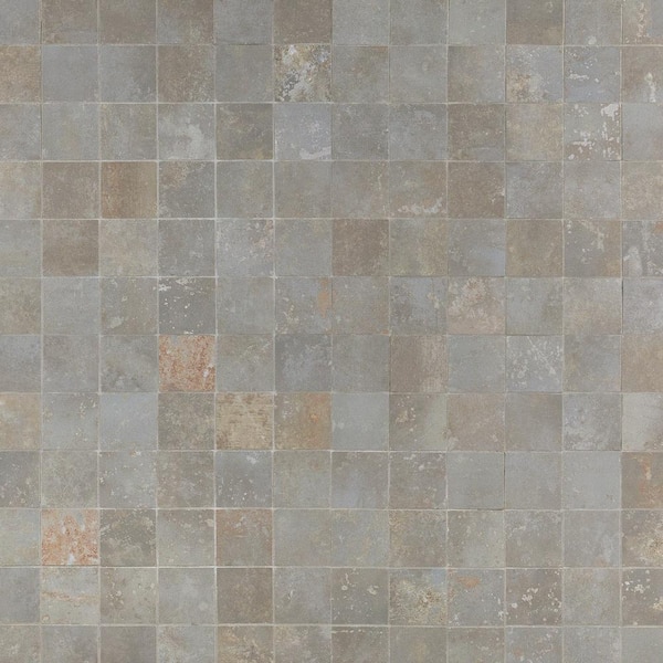 Ivy Hill Tile Voyager 2 in. x 2 in. Gray Metal Look Porcelain Mosaic Floor and Wall Tile