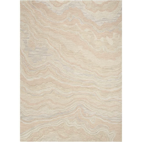 Nourison Graceful Beige 4 ft. x 6 ft. Abstract Contemporary Area Rug