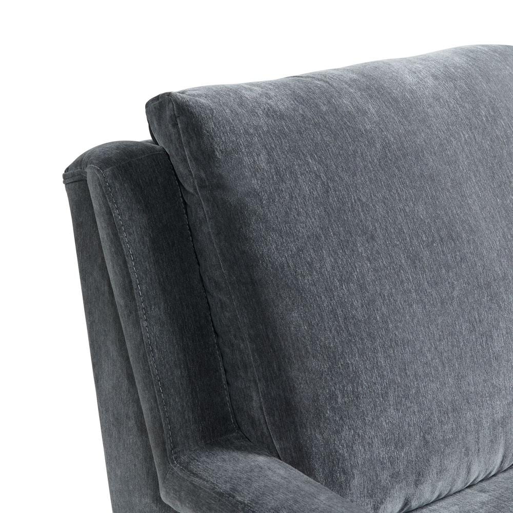 Mid-Century Modern Gray Accent Chair with Gold Legs