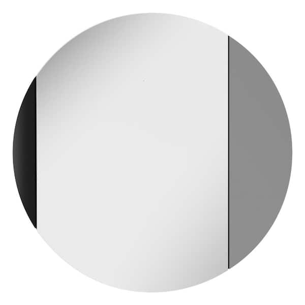 MH LONDON Alpha 29.5 in. H x 29.5 in. W Round Frameless Black and Smoke Mirror