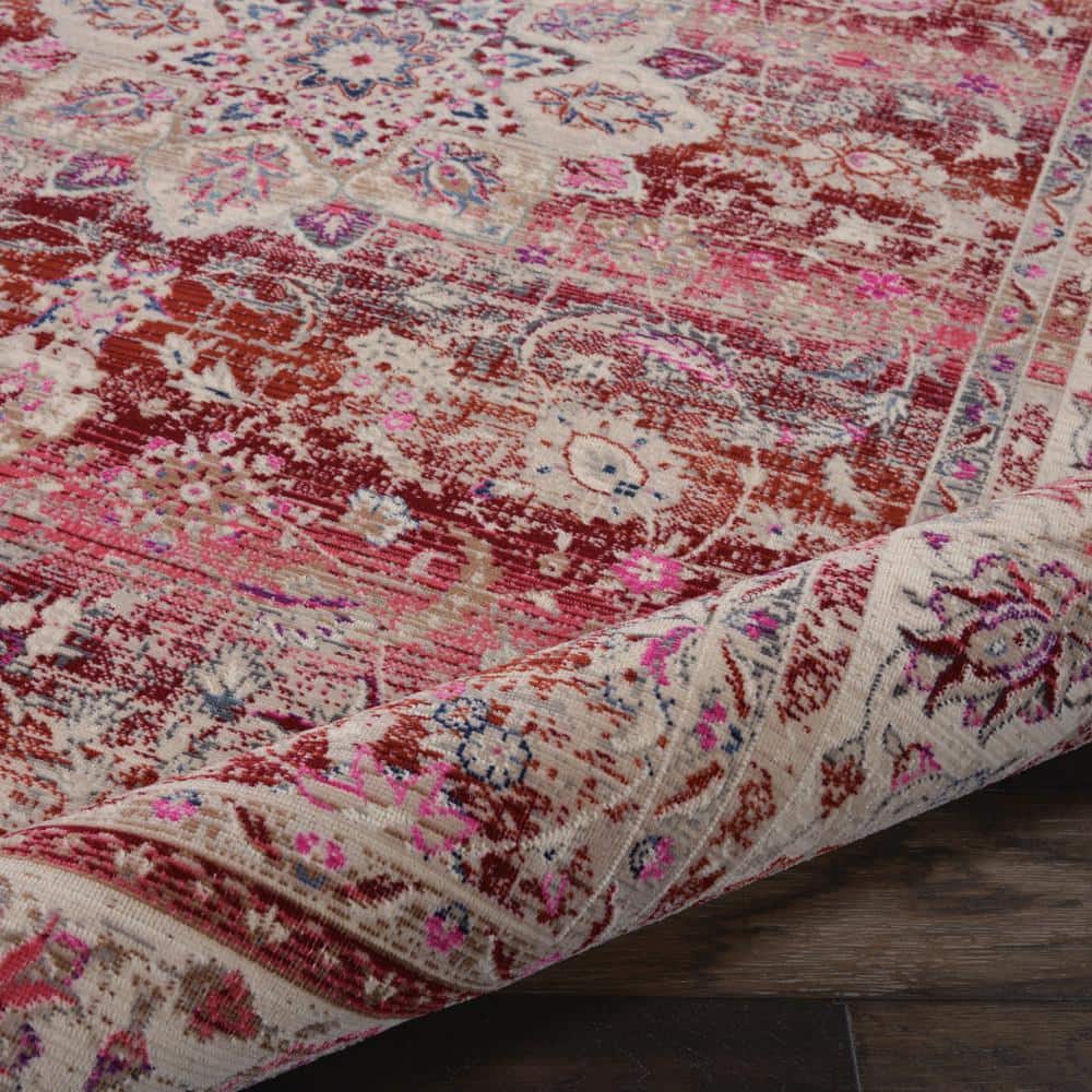 Vintage Kashan Distressed Red Synthetic 2' x 4' Area Rug
