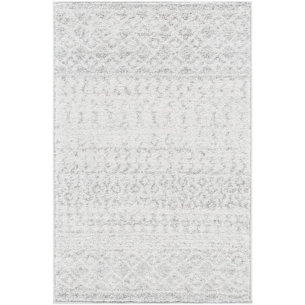 Gray Square Synthetic Easy-Care Stain-Resistant Area Rug