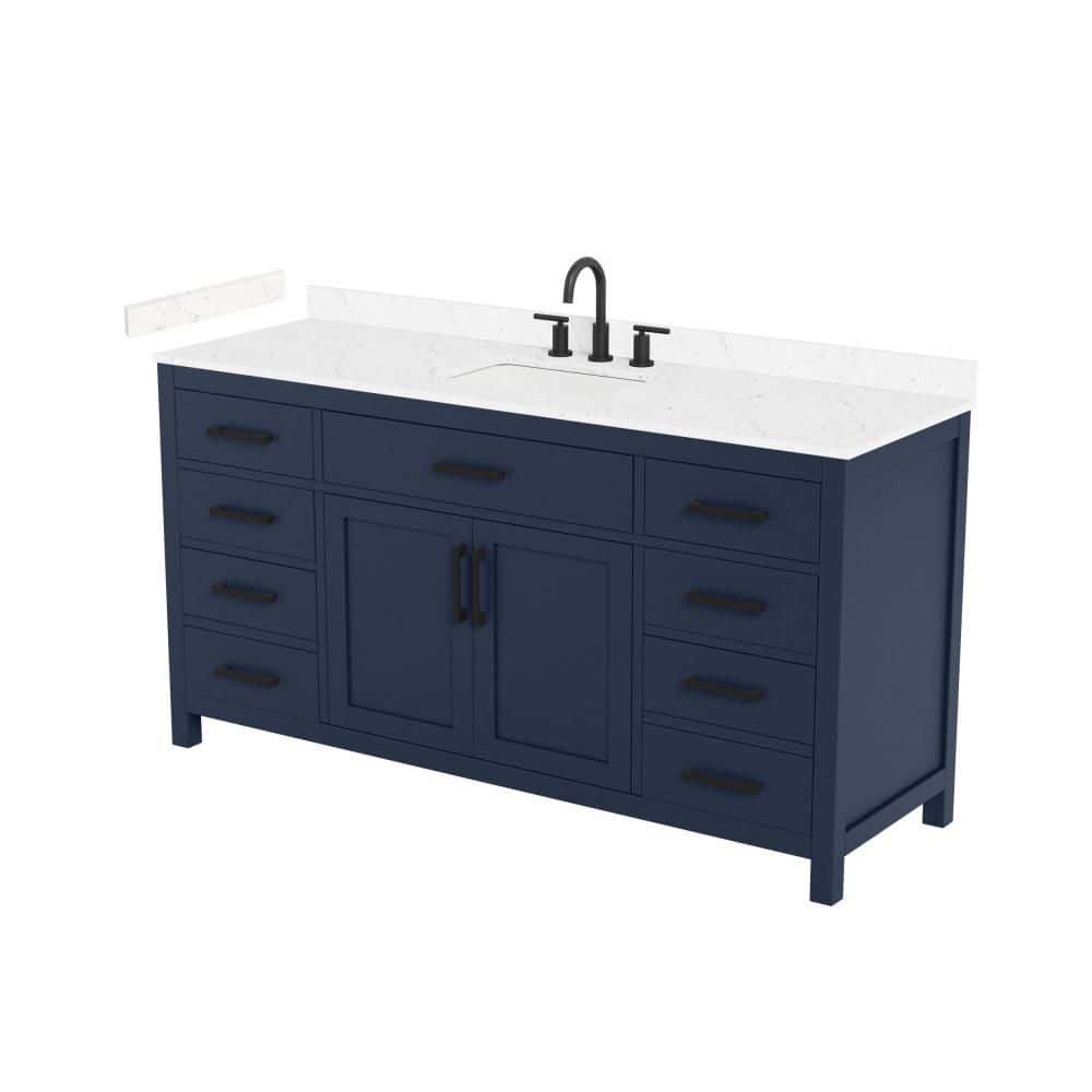 Beckett 66 in. Single Freestanding Dark Blue Bath Vanity with Top price history on PriceWatchPro