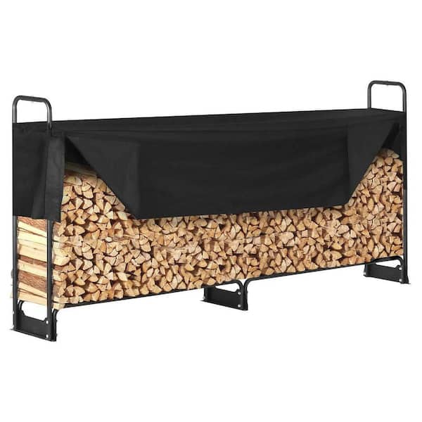 102 in. Heavy Duty Indoor/Outdoor Firewood Rack with 600D Oxford Waterproof Cover for Patio or Fireplace